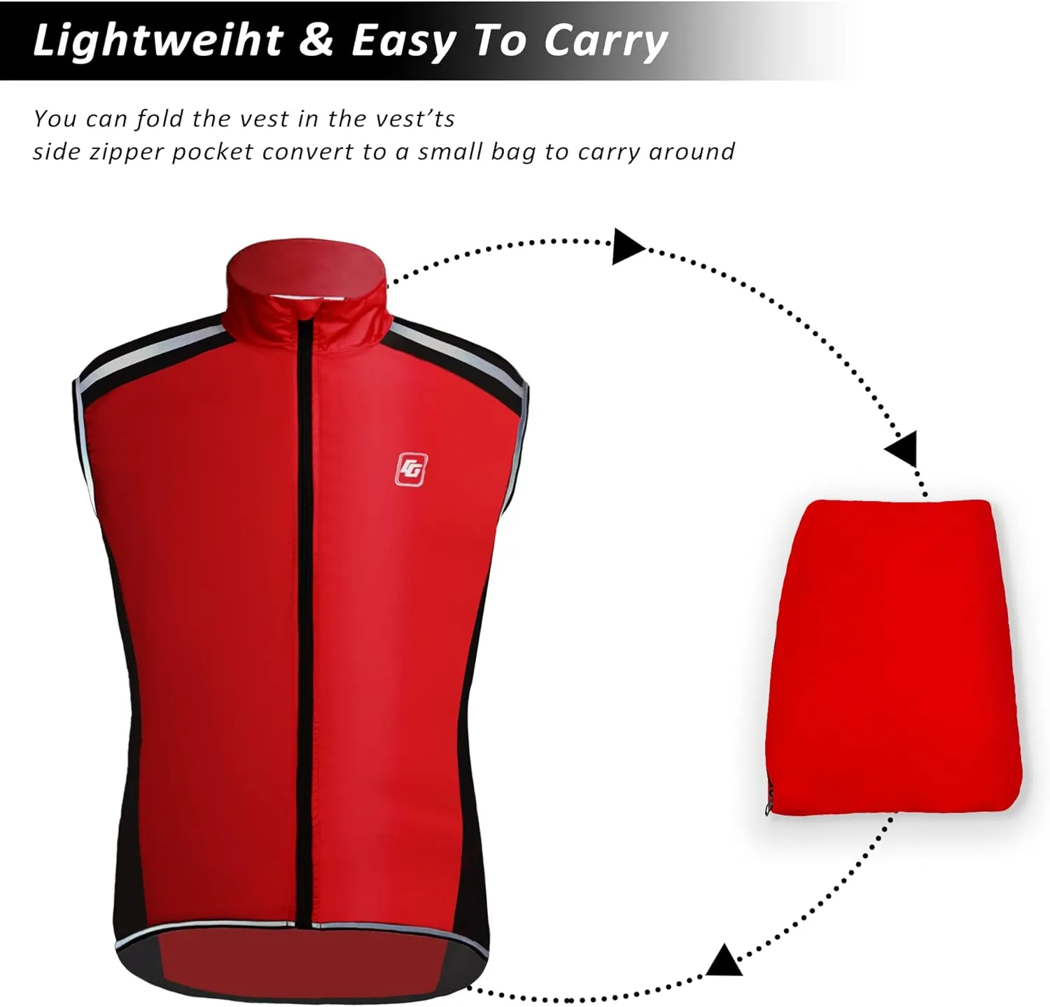 Men's Cycling Bike Vest High Reflective Running Vest Windproof Lightweight Sleeveless Outdoor Sports Jacket