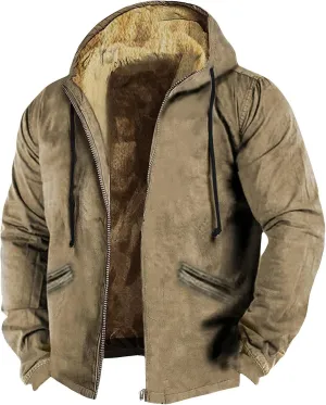 Mens Fuzzy Sherpa Jacket Long Sleeve Fleece Zip Up Coat Parka Warm Over Outerwear Windbreaker Casual Hoodies Hooded