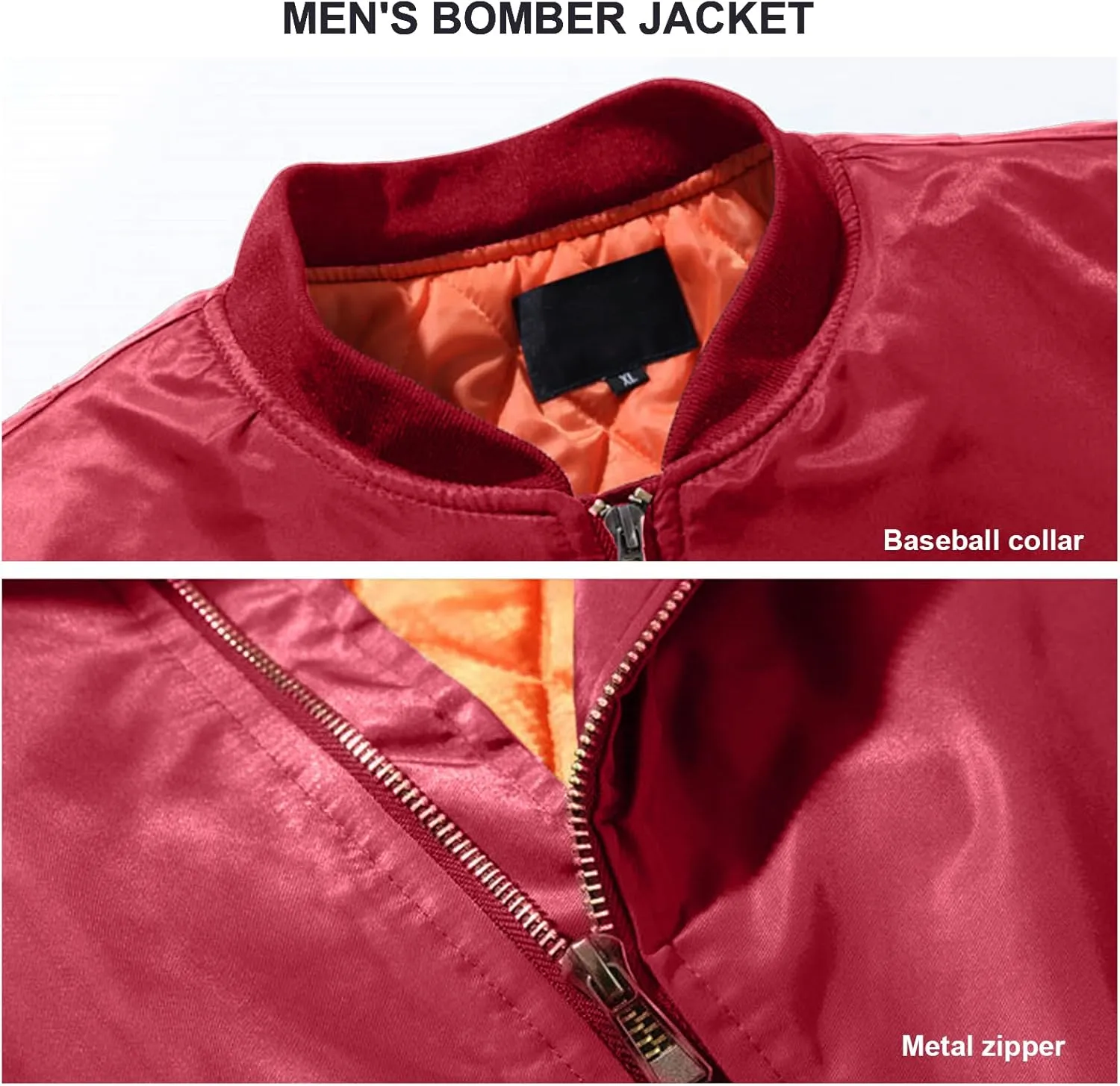 Men's Lightweight Bomber Jacket Casual Windproof Baseball Jacket Windbreaker