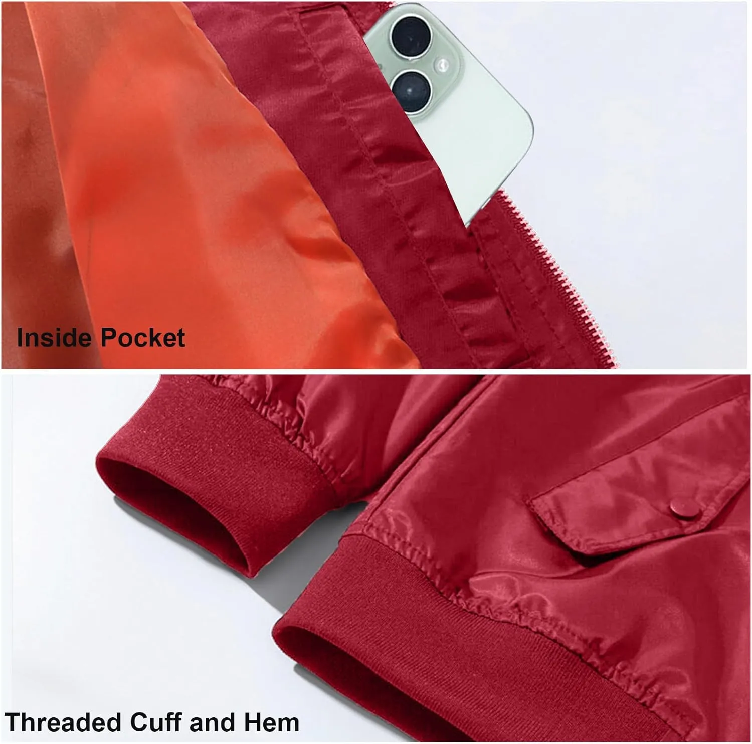 Men's Lightweight Bomber Jacket Casual Windproof Baseball Jacket Windbreaker