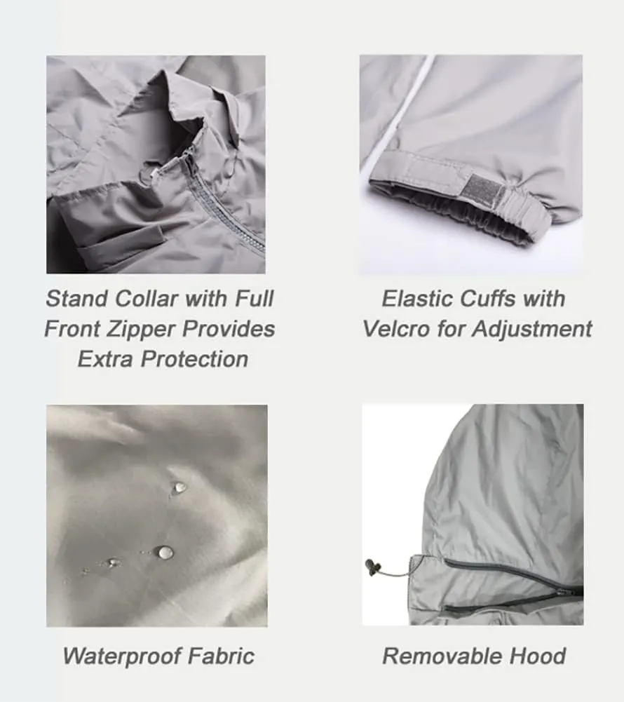 Mens Lightweight Windbreaker Waterproof Rain Jacket with Removable Hood