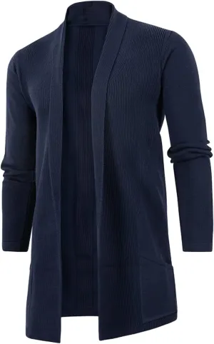 Men's Mid Length Slim Windbreaker Men's Knitwear Large Size Cardigan Jacket Mens Casual Sweater Mens Cardigan