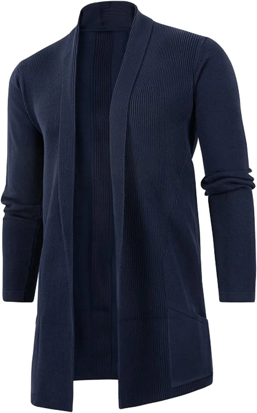 Men's Mid Length Slim Windbreaker Men's Knitwear Large Size Cardigan Jacket Mens Casual Sweater Mens Cardigan
