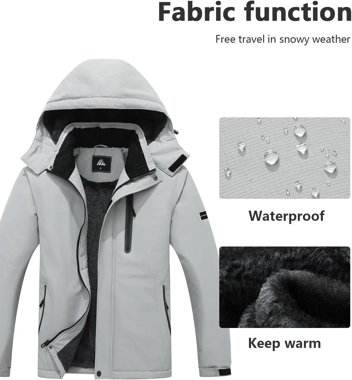 Men's Mountain Ski Jacket Warm Winter Snow Coat Waterproof Snowboarding Jacket Outdoor Windbreaker Hooded for Hiking