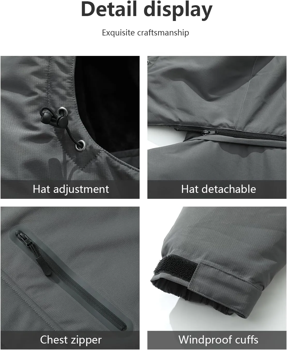 Men's Mountain Ski Jacket Warm Winter Snow Coat Waterproof Snowboarding Jacket Outdoor Windbreaker Hooded for Hiking