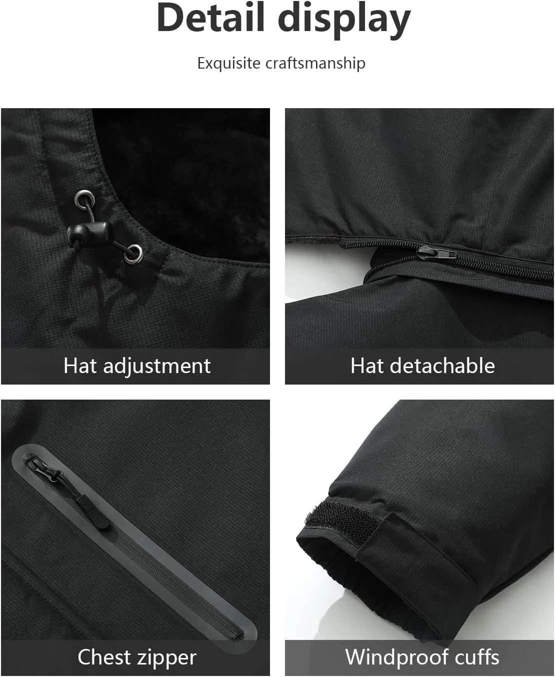 Men's Mountain Ski Jacket Warm Winter Snow Coat Waterproof Snowboarding Jacket Outdoor Windbreaker Hooded for Hiking