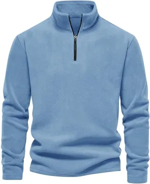 Men's Quarter-Zip Pullover Polar Fleece Sweatshirt Stand Collar Long Sleeve Casual Sweatshirts Thermal Spring Sweater