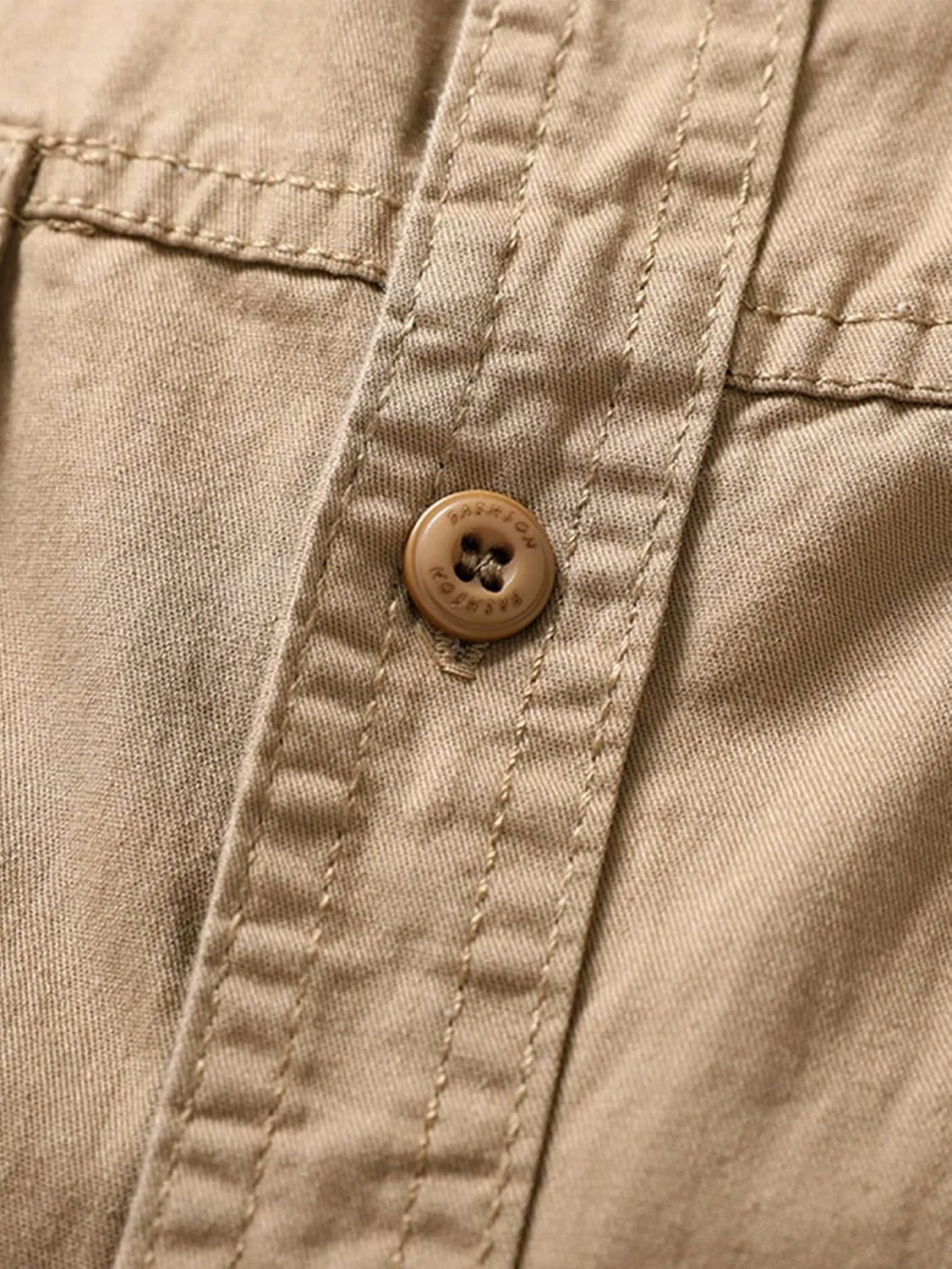 Men's Roll-Up Sleeve Cargo Work Shirts with Pockets
