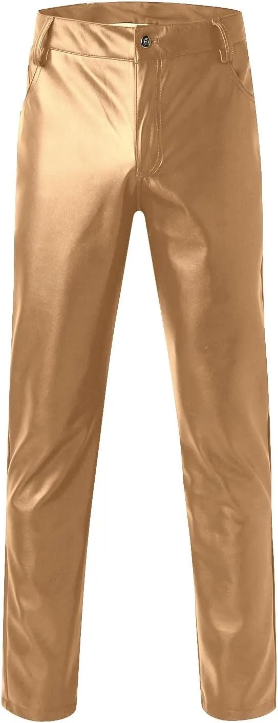Mens Slim Fitting Leather Pants Leggings Tight Elastic Trend Motorcycle Leather Pants Moccasins