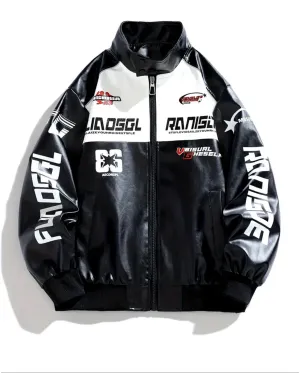 Men'S Trendy Faux Leather Racing Jacket