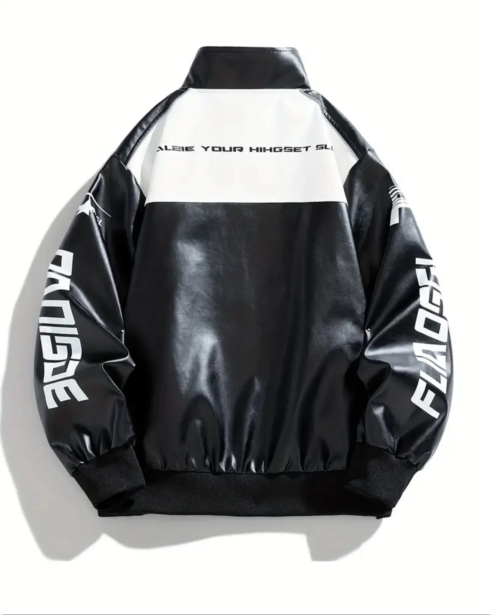 Men'S Trendy Faux Leather Racing Jacket