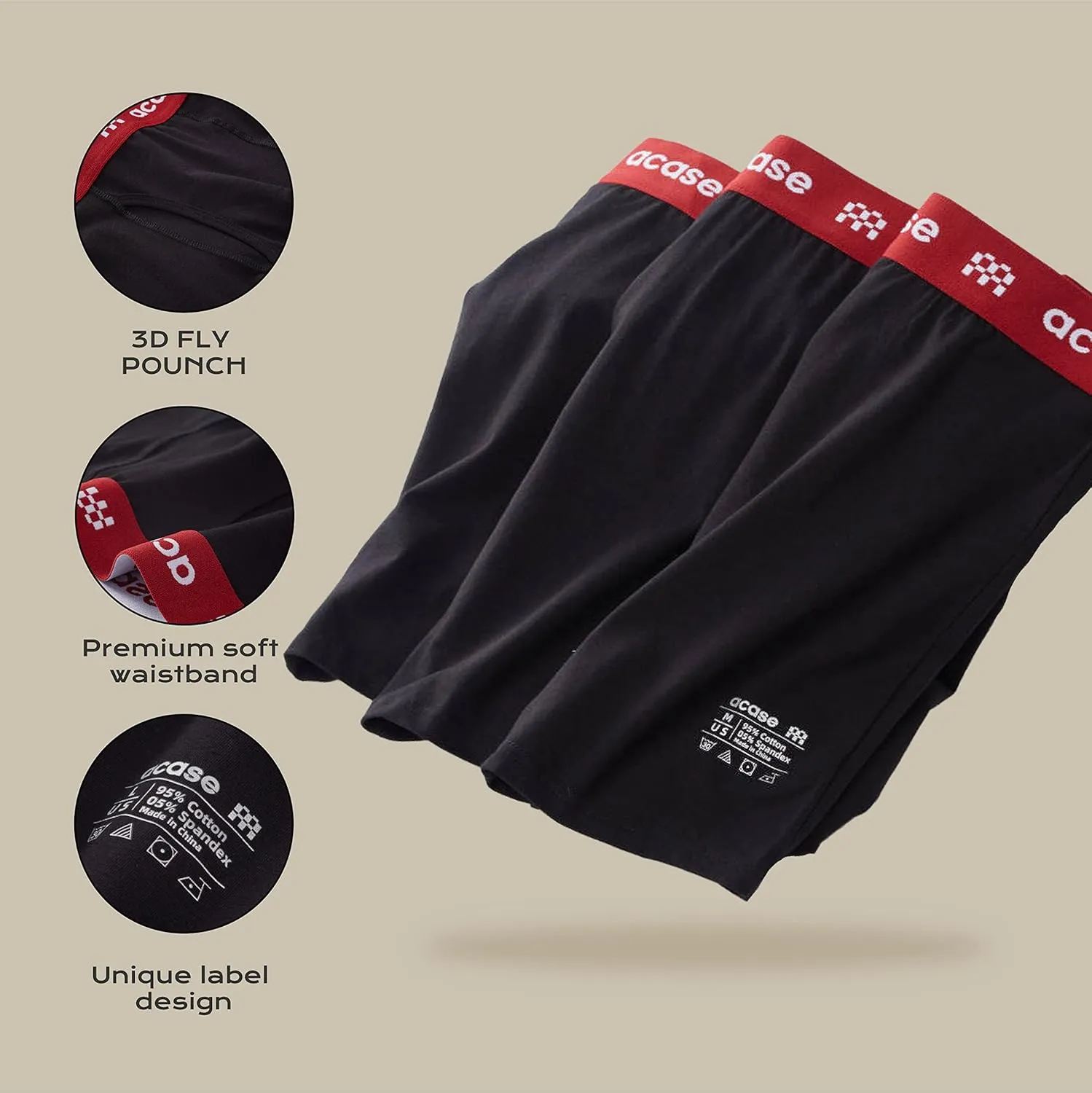Mens Underwear Boxers Briefs Cotton Stretchy Underwear Pack Compression Boxer with Pouch Breathable Brief for Men
