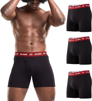 Mens Underwear Boxers Briefs Cotton Stretchy Underwear Pack Compression Boxer with Pouch Breathable Brief for Men