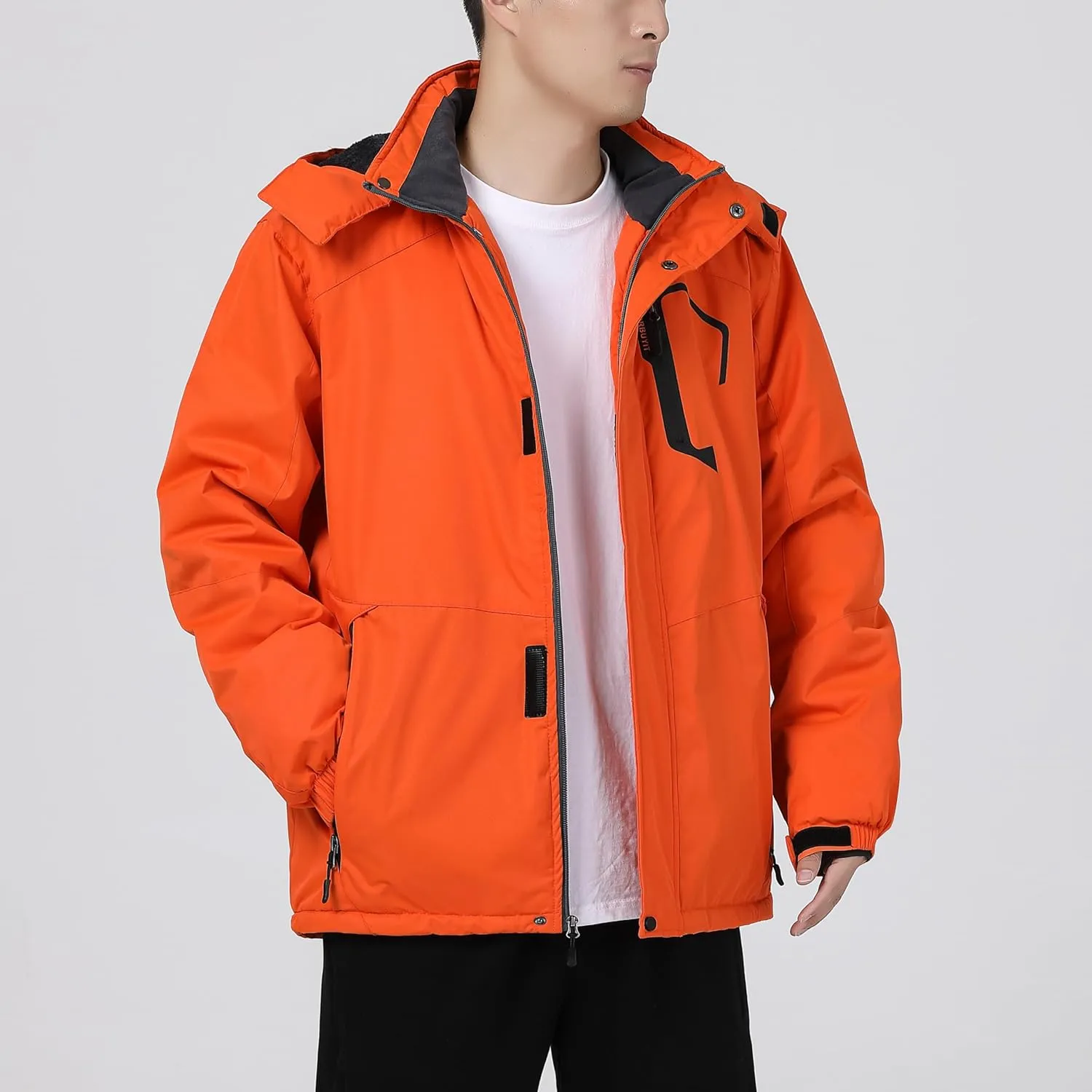 Men's Waterproof Ski Jacket - Snowboard Coats with Fleece Lining, Warm Parka with Hood for Ultimate Snow Protection