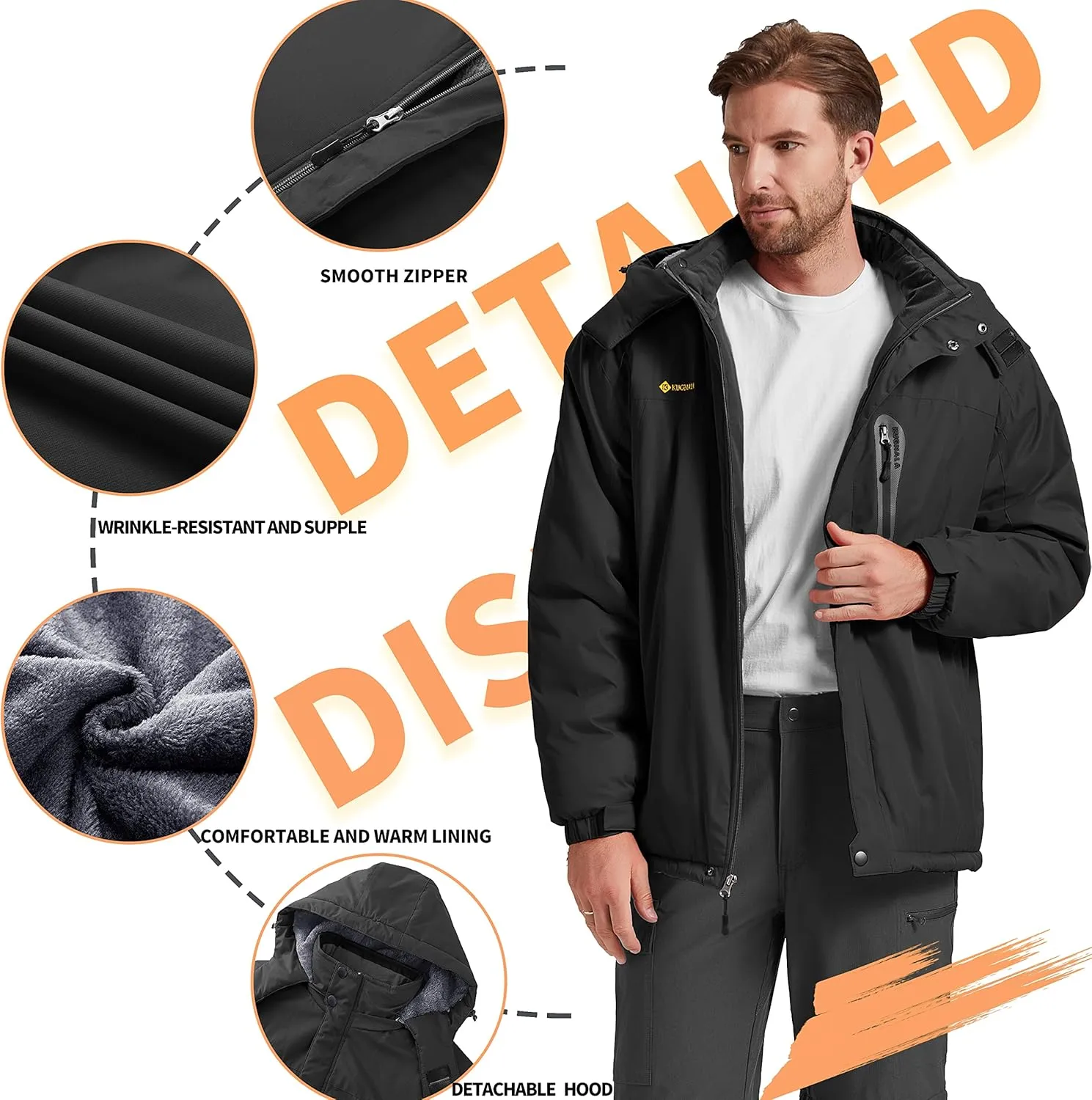 Men's Winter Skiing Jacket Waterproof Warm Snow Fleece LiningCoat Mountain Hooded Windproof Rain Jacket S-5XL