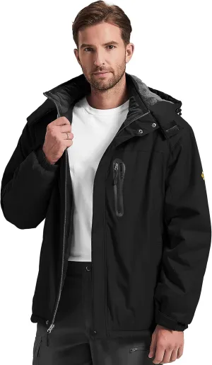 Men's Winter Skiing Jacket Waterproof Warm Snow Fleece LiningCoat Mountain Hooded Windproof Rain Jacket S-5XL
