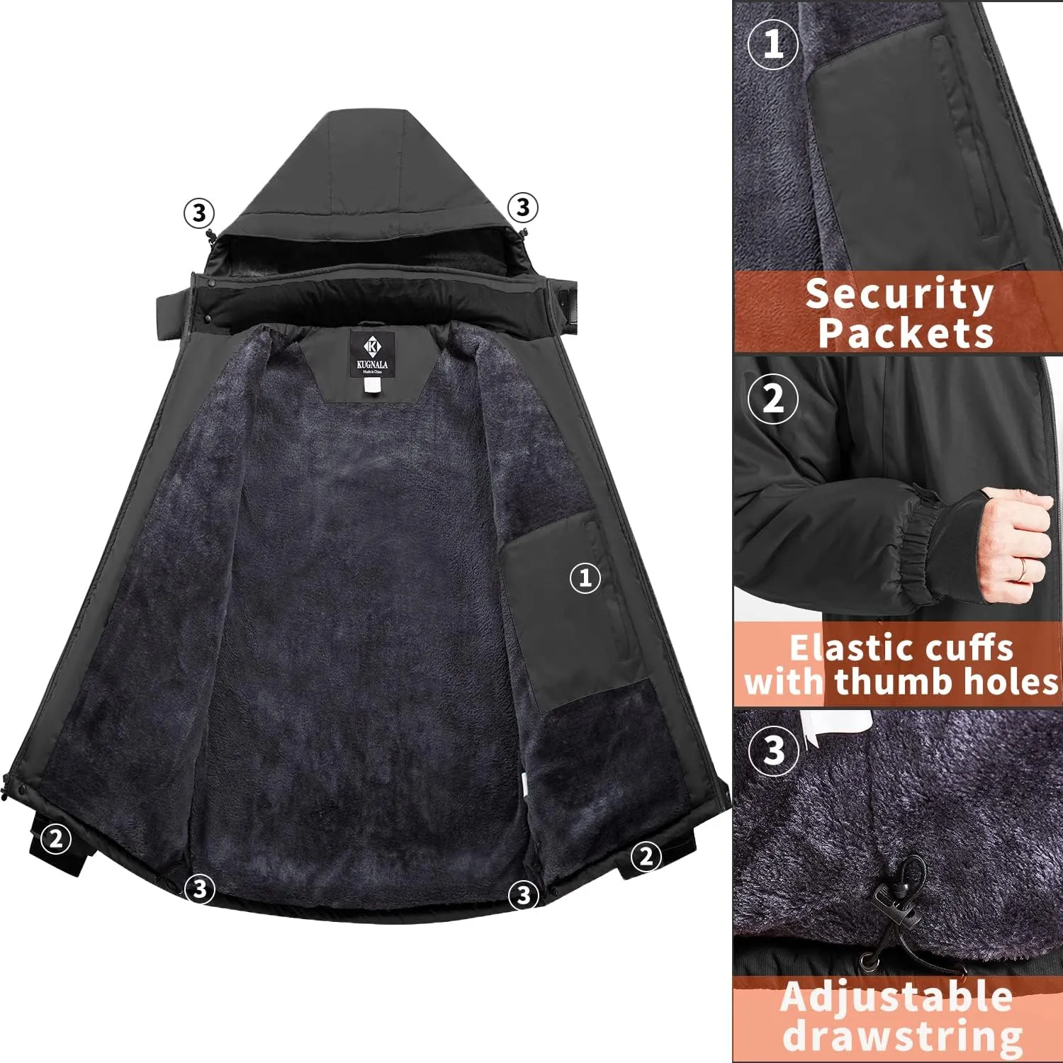 Men's Winter Skiing Jacket Waterproof Warm Snow Fleece LiningCoat Mountain Hooded Windproof Rain Jacket S-5XL