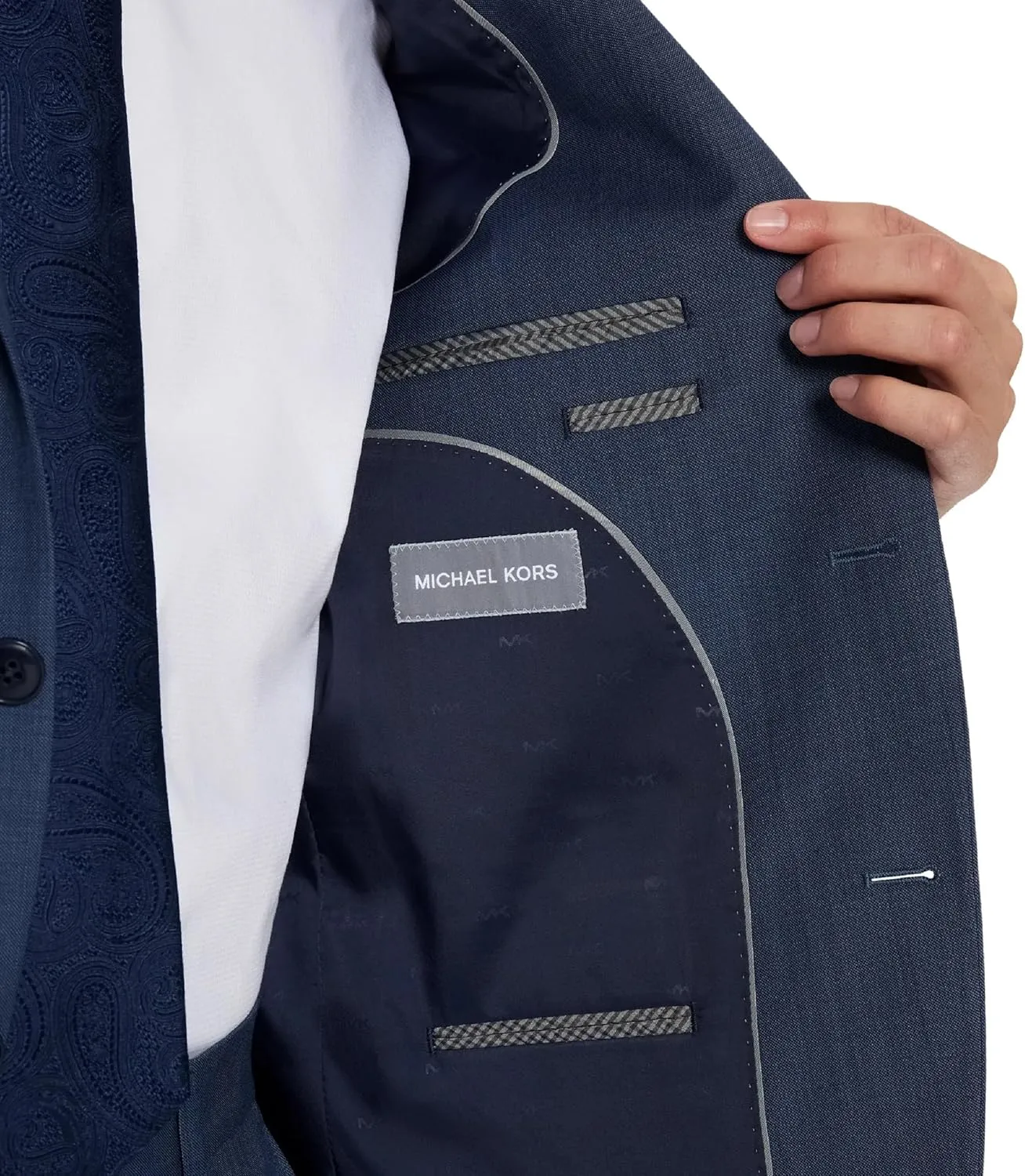 Michael Kors Men’s 3-Piece Classic Fit Suit Separates | Blazer, Vest & Pants, Perfect for Weddings, Proms & Formal Events