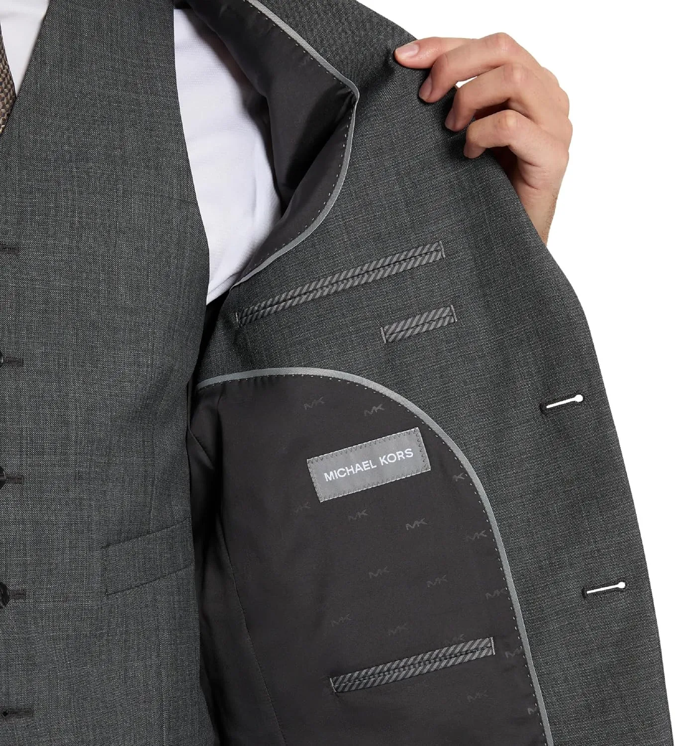 Michael Kors Men’s 3-Piece Classic Fit Suit Separates | Blazer, Vest & Pants, Perfect for Weddings, Proms & Formal Events