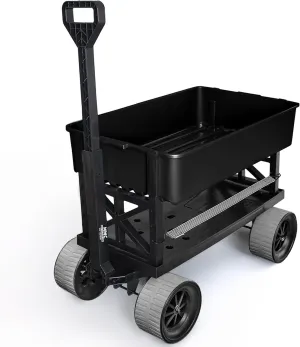 Mighty Max Tank - USA-Made Multi-Terrain Utility Cart Wagon/Cooler Cart Kit with Never-Flat Max Terrain Wheels, 250 lbs Capacity, w/ 2.5 cu. ft. Black Poly Tub