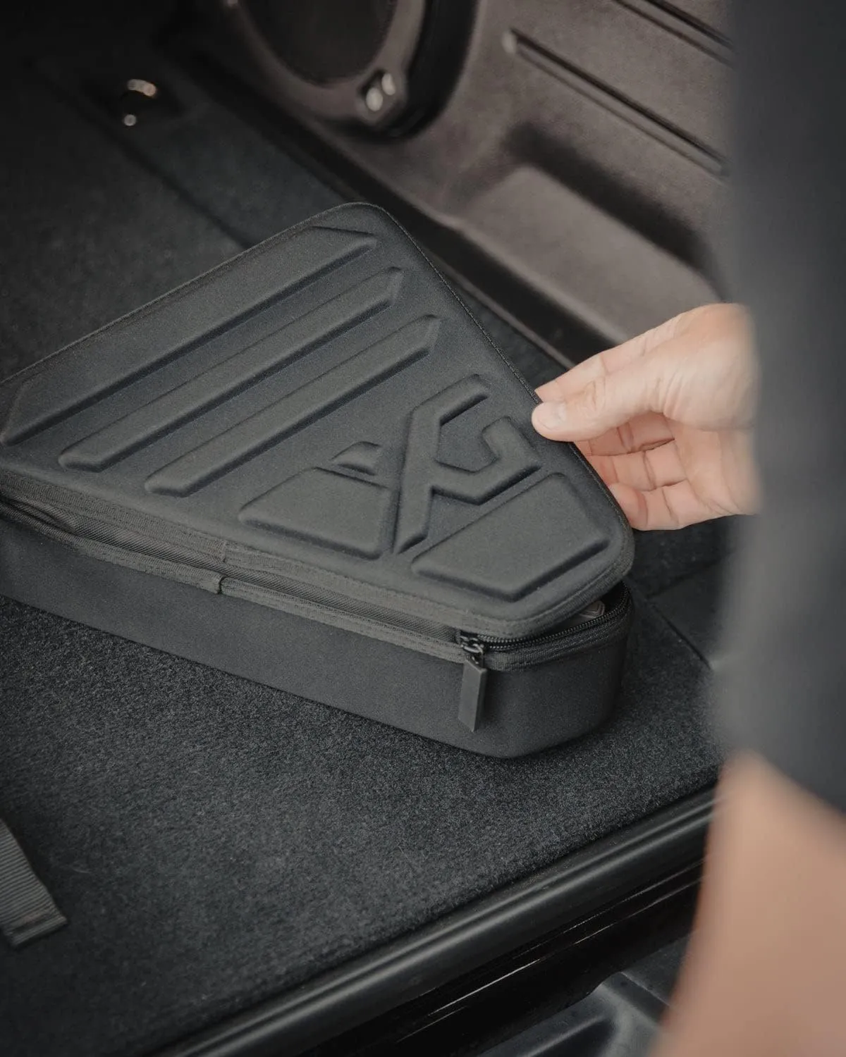 Mini Case Left - Durable Triangular Shelled Case with Customizable Dividers | Protects Fragile Accessories and Fits Perfectly Inside Gama Bag for Organization
