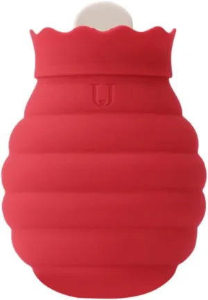 Mini Silicone Water Bottle, Crack Proof Explosion-Proof Hot Water Bag, Heater, Silicone Microwave Heating Water Bag, Water Injection Hot Water Bag Woven Sleeve Red