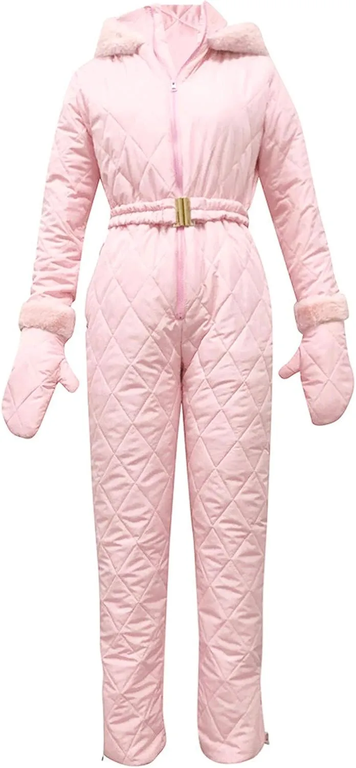 Mmoneyake Snow Suits for Women Winter Warm One Piece Ski Suits Outdoor Sports Waterproof Snowsuit Insulated Jumpsuit Outfits