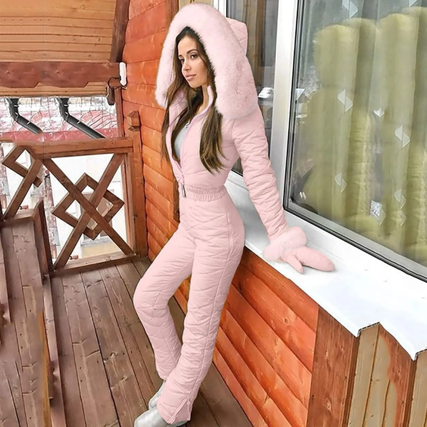 Mmoneyake Snow Suits for Women Winter Warm One Piece Ski Suits Outdoor Sports Waterproof Snowsuit Insulated Jumpsuit Outfits