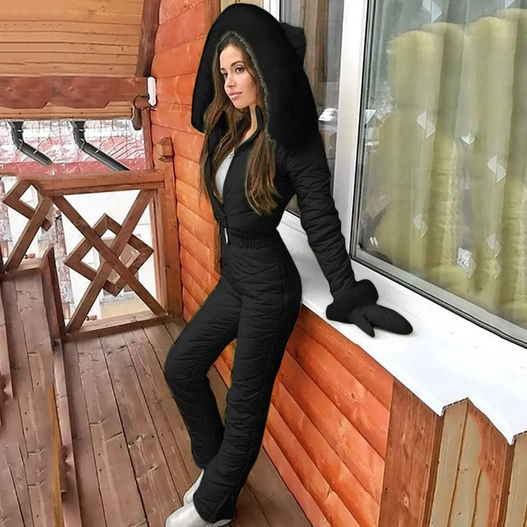 Mmoneyake Snow Suits for Women Winter Warm One Piece Ski Suits Outdoor Sports Waterproof Snowsuit Insulated Jumpsuit Outfits