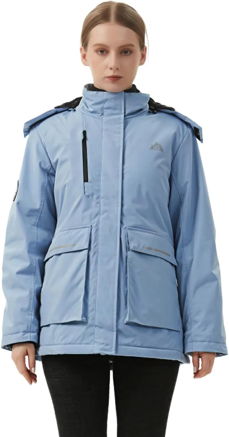 MOERDENG Women's Waterproof Winter Snow Coat Windproof Ski Jacket Hooded Snowboarding Jackets