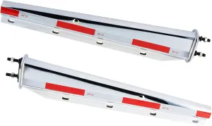 Mud Flap Hanger Set Carbon Steel Chromed Finish, 30" Length Rear Bar for Semi Trucks, 1-1/8" - 2.5" Bolt Spacing Spring Loaded Straight Mud with Reflective Tapes (2.5" Bolt)