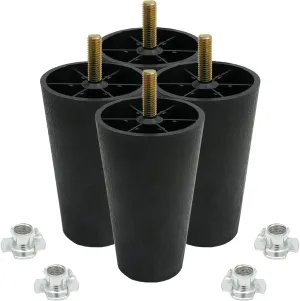 Murtenze 4Pcs 5 inch Sofa Legs, Round Tapered Plastic Couch Legs Replacement Furniture Legs with M10 Hanger Bolts for Chair Sofa Dresser Cabinet Loveseats Ottoman Bed