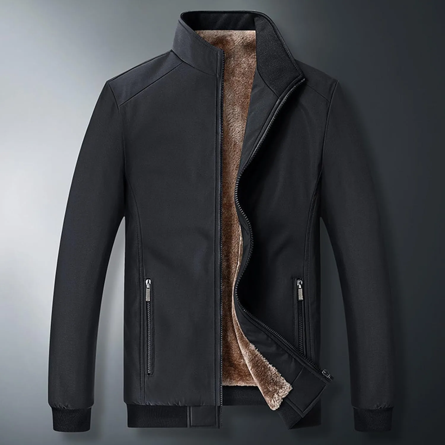 Muscularfit Mens Fall and Winter Warm Jackets Lightweight Stand Collar Windproof Puffer Jacket Casual Zip Up Padded Warm Coat