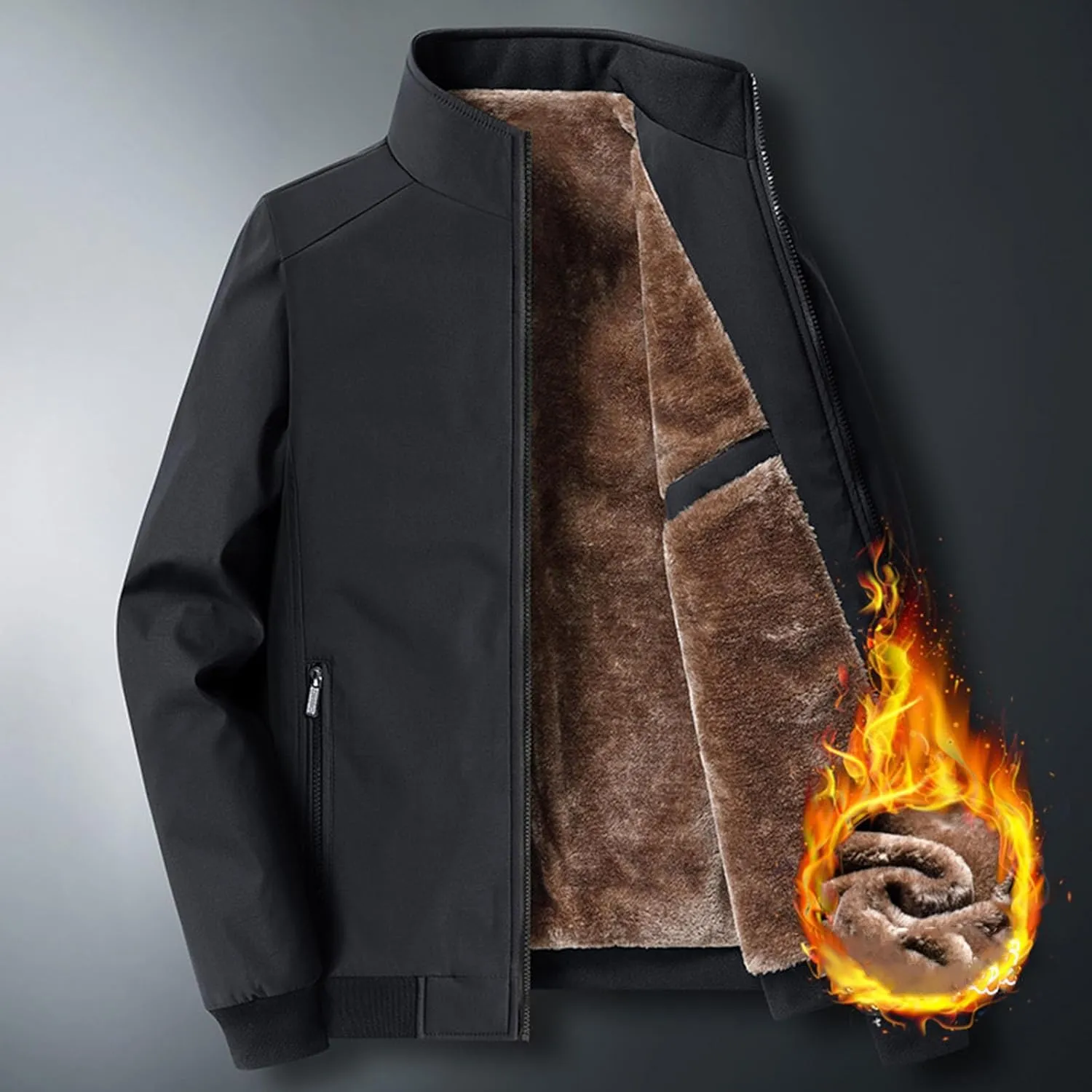 Muscularfit Mens Fall and Winter Warm Jackets Lightweight Stand Collar Windproof Puffer Jacket Casual Zip Up Padded Warm Coat