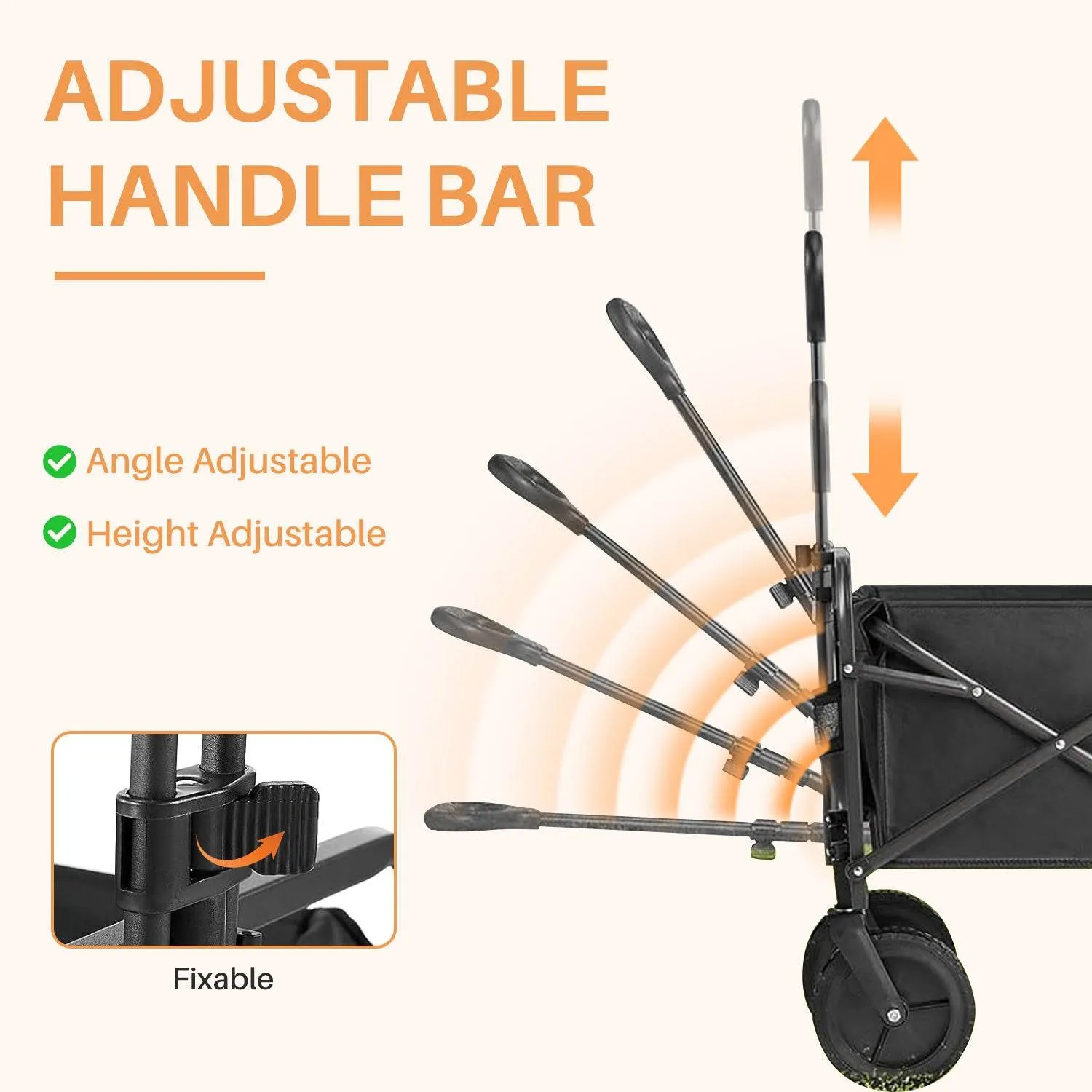 MyDepot Collapsible Foldable Wagon Cart, Large Capacity Garden Beach Cart with All-Terrain Wheels, Heavy Duty Utility Grocery Wagon with Drink Holders for Shopping Sports Camping