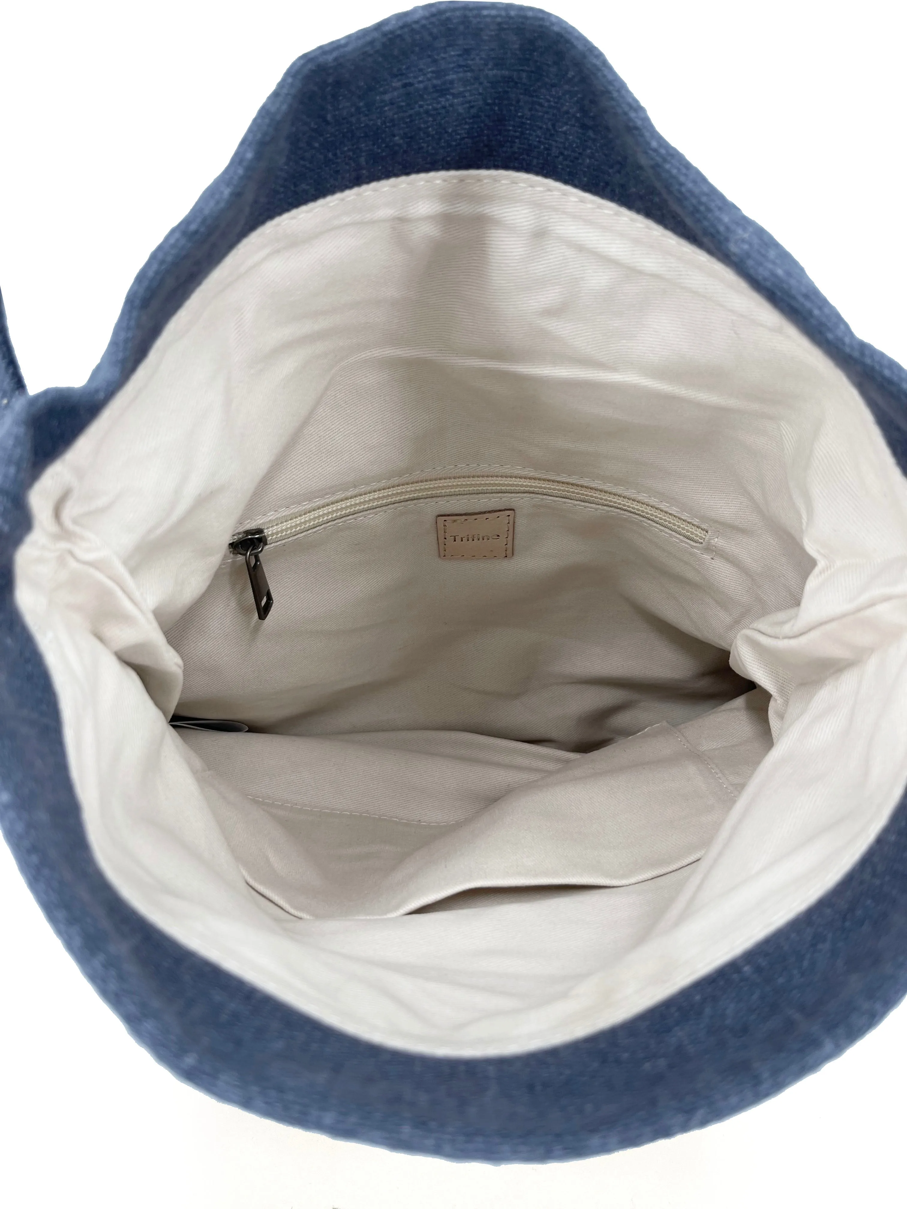 Natural Roll-top Bag - Navy