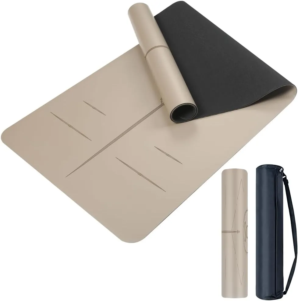 Natural Rubber Yoga Mat - Non Slip Non Toxic - 72’'x26.8''x5mm - Hot Yoga, Pilates, Floor Workout - For Women and Men - with Carrying Bag