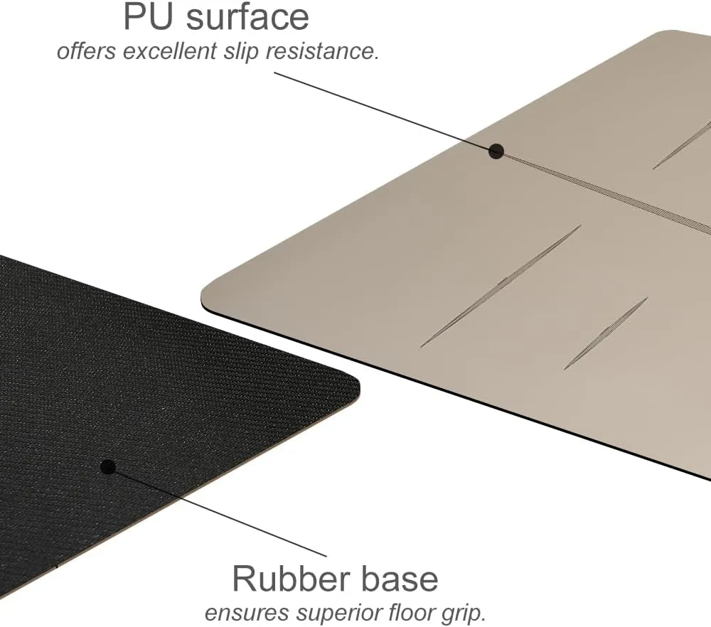 Natural Rubber Yoga Mat - Non Slip Non Toxic - 72’'x26.8''x5mm - Hot Yoga, Pilates, Floor Workout - For Women and Men - with Carrying Bag