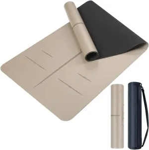 Natural Rubber Yoga Mat - Non Slip Non Toxic - 72’'x26.8''x5mm - Hot Yoga, Pilates, Floor Workout - For Women and Men - with Carrying Bag