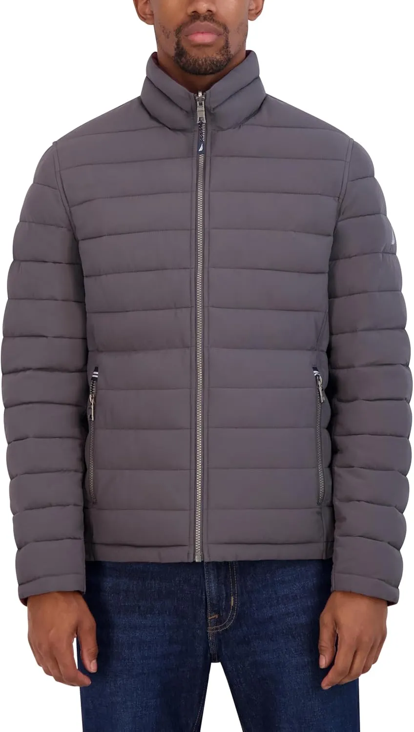 Nautica Men's Puffer Coat Reversible Midweight Insulated Winter Jacket