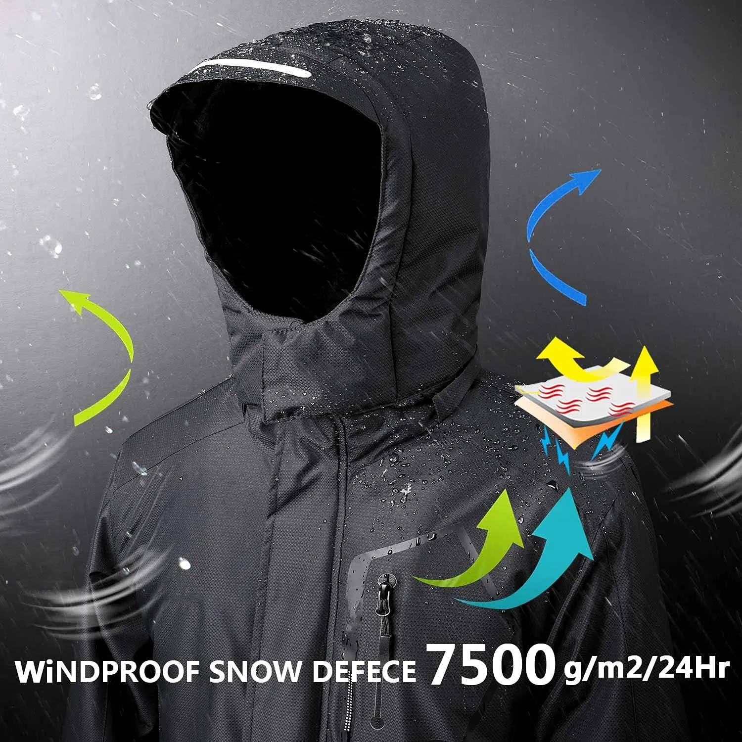 OHSNMAKSL Boy's Waterproof Ski Jacket Warm Winter Snow Coat Kids Fleece Snowboarding Jackets Thick Hooded Windproof Coats
