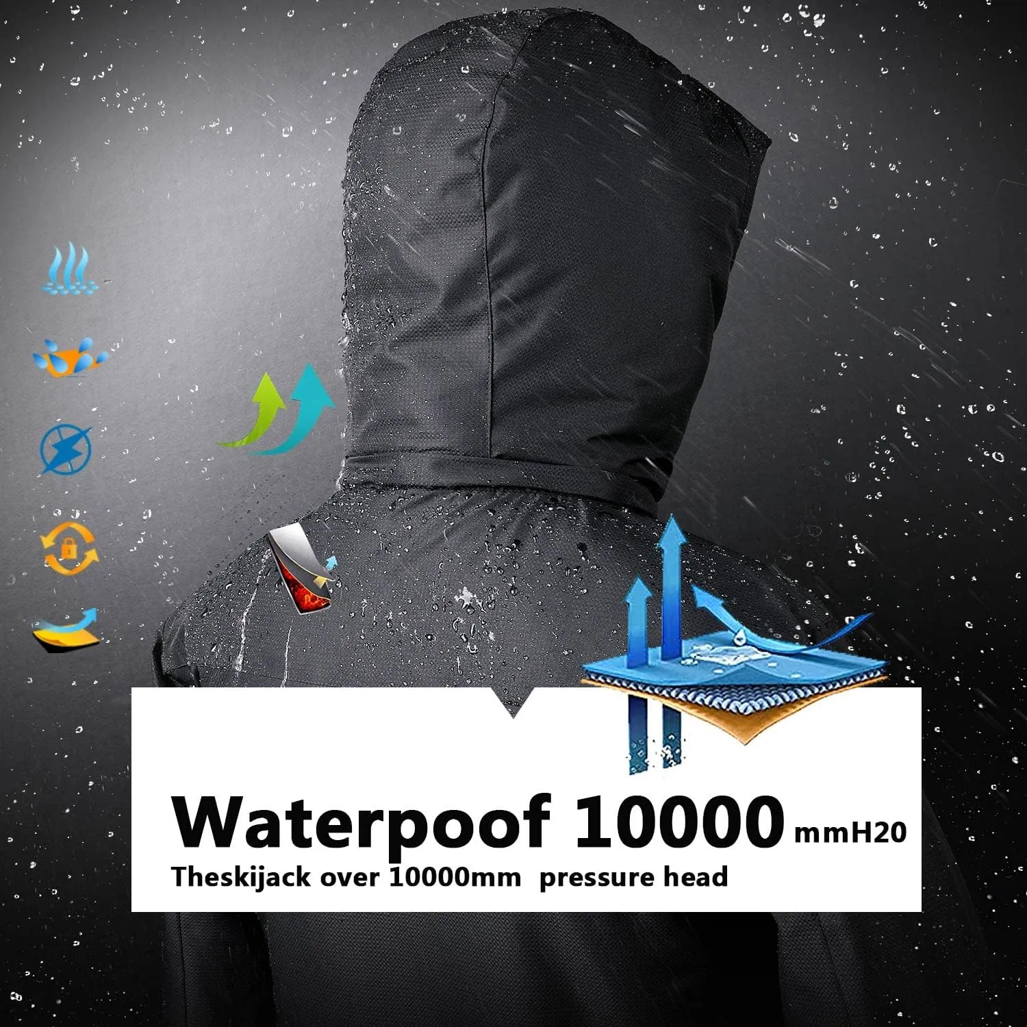 OHSNMAKSL Boy's Waterproof Ski Jacket Warm Winter Snow Coat Kids Fleece Snowboarding Jackets Thick Hooded Windproof Coats