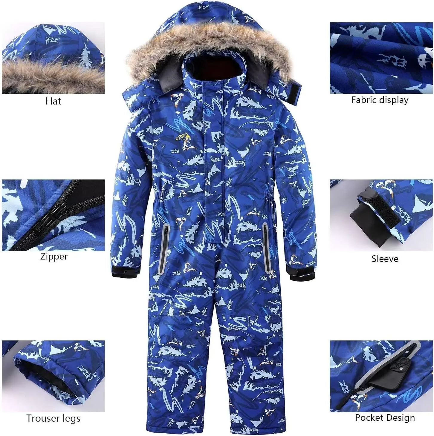 OHSNMAKSL Kid's Snowsuits Boys Ski Suits Jackets Girls Waterproof Coats Jumpsuits Winter Snowboarding Outdoor