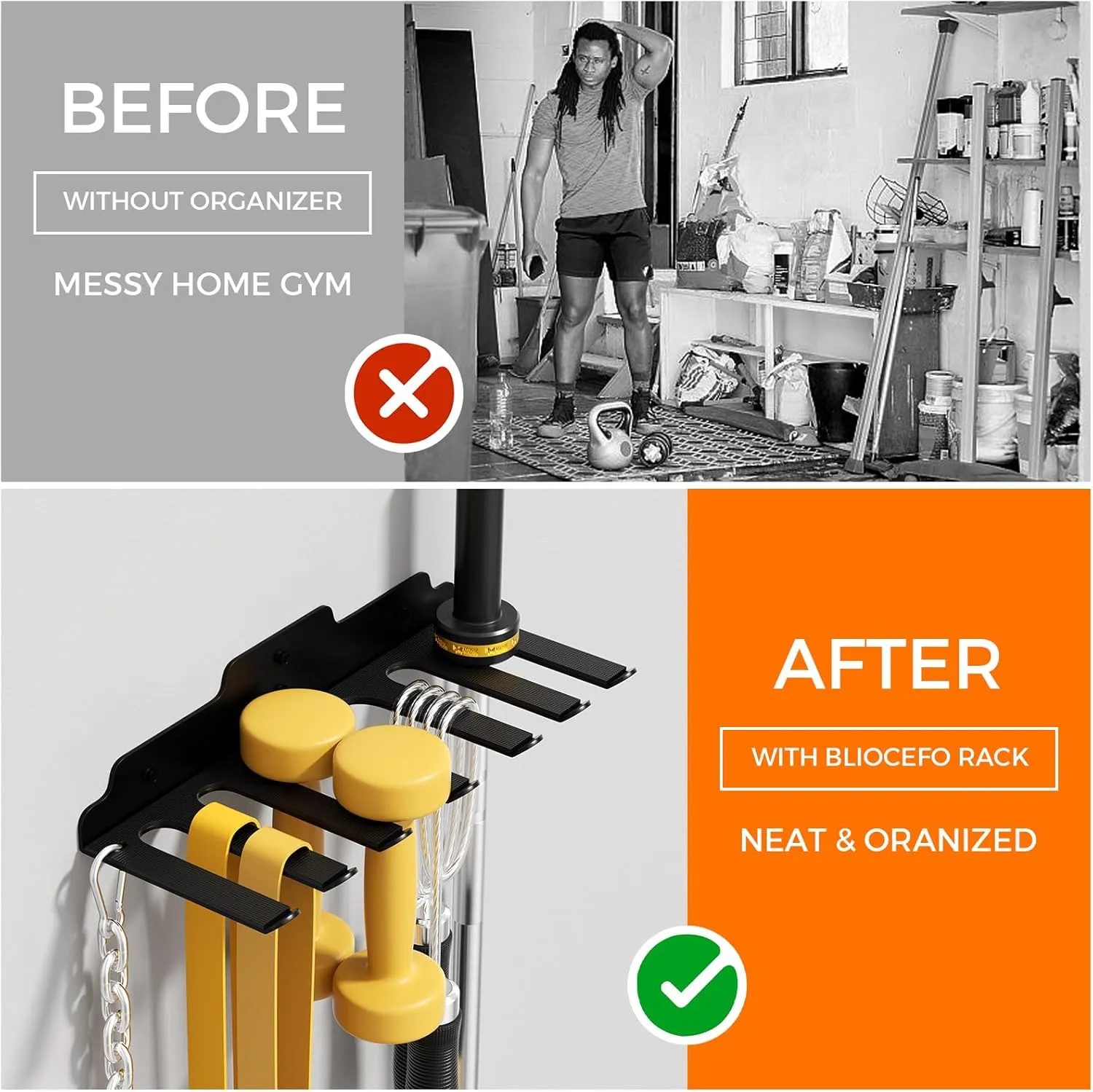 Olympic Barbell Hanger,Garage Gym Bar Wall Rack,Vertical Barbell Mount Rack,Black Powder Coated,Space Saving Commercial or Home Gym Accessory,Holds Under 33mm Bar Size