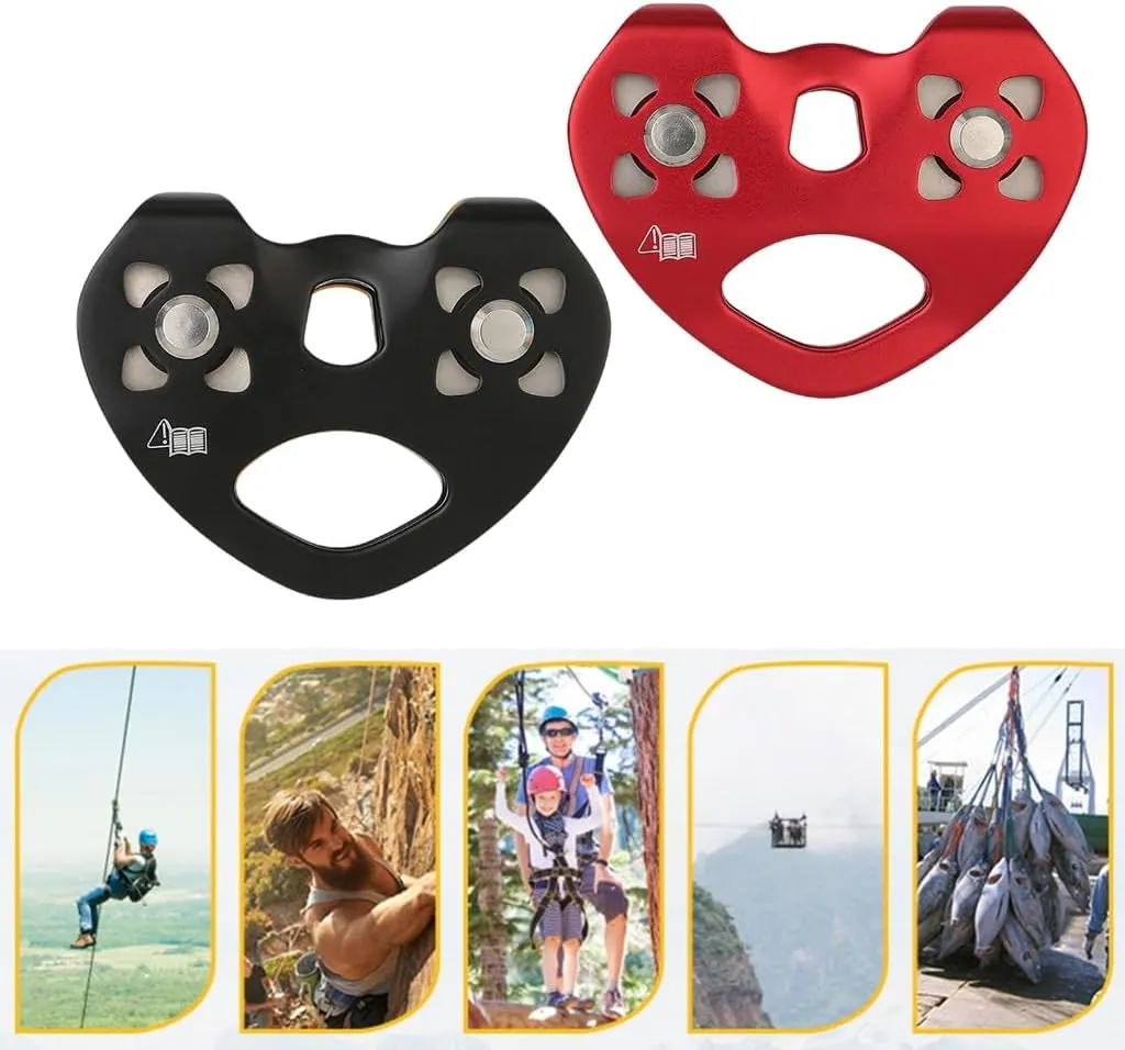 Outdoor Crossing Twin Wheel Pulley Transport Lifting Wheel Rock Climbing Pulley Crossing Rope Tool