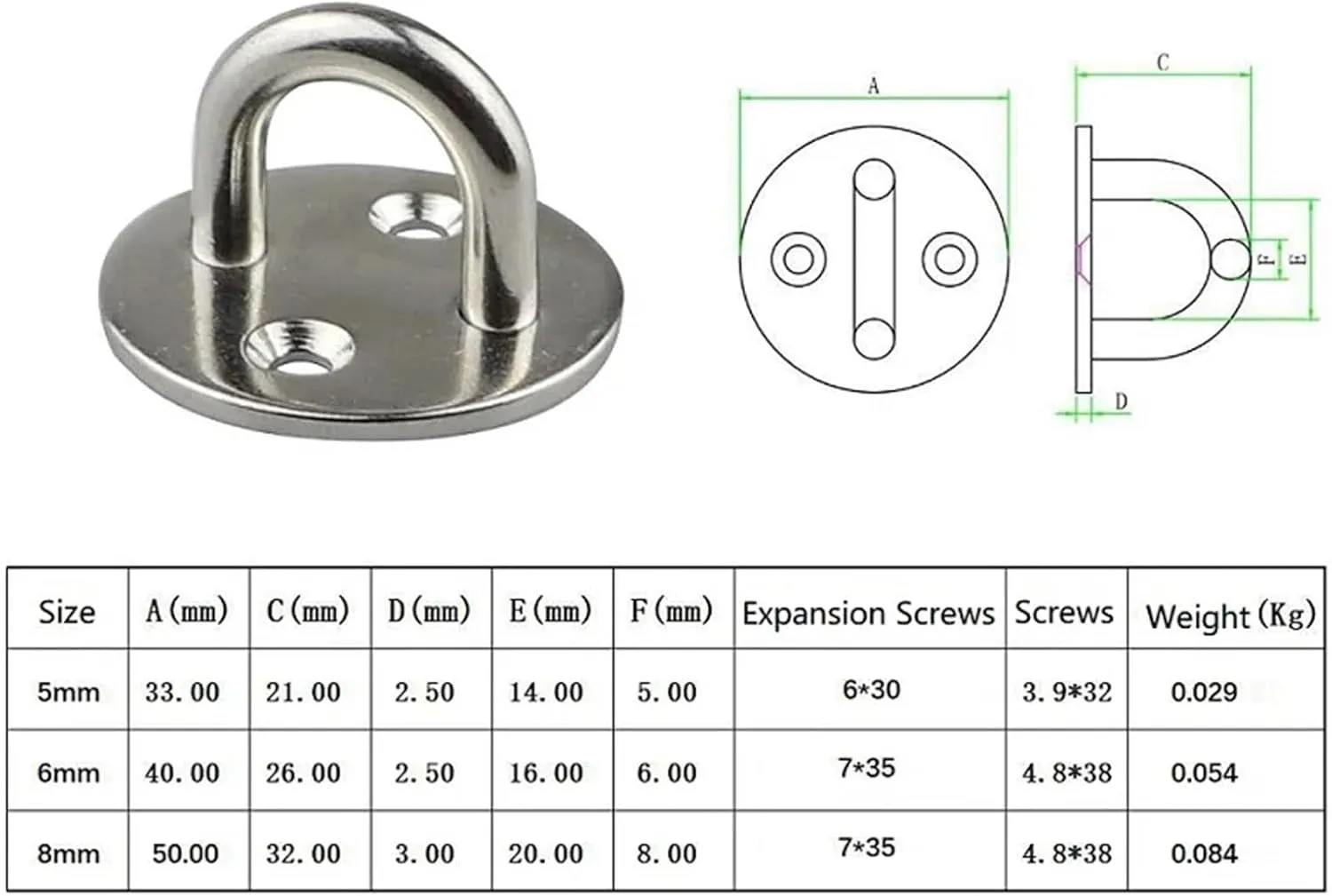 Pad Eye 10pcs Stainless Steel Staple Ring Hook Heavy Duty Ceiling Mount Hanger DIY Tool Flange Bolt Hook Hardware for Boat for Marine Use