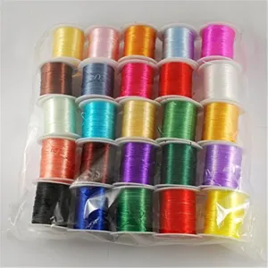 Pandahall 25rolls/Bag 0.8mm Elastic Stretch Fibre Wire Jewelry Bracelet Crystal String Cord 10m/roll Mixed Color