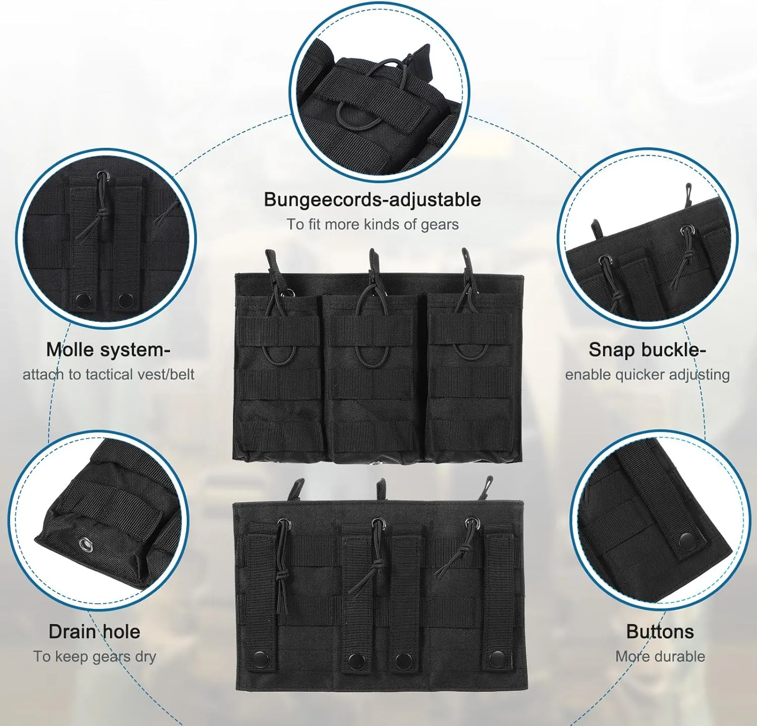 PATIKIL Outdoor Multipurpose Open Top Triple Pouch Bag