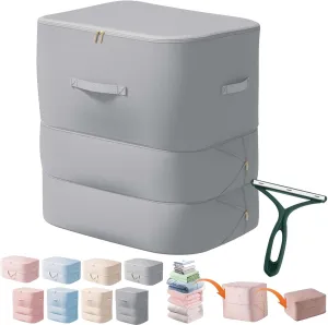 Peliaral Compression Organizer, Ultra Space Saving Self Compression Organizer, Large Capacity Quilt Storage Bags with Zipper, Washable Compression Bags for Storage Comforter Blanket (Gray,XXL)