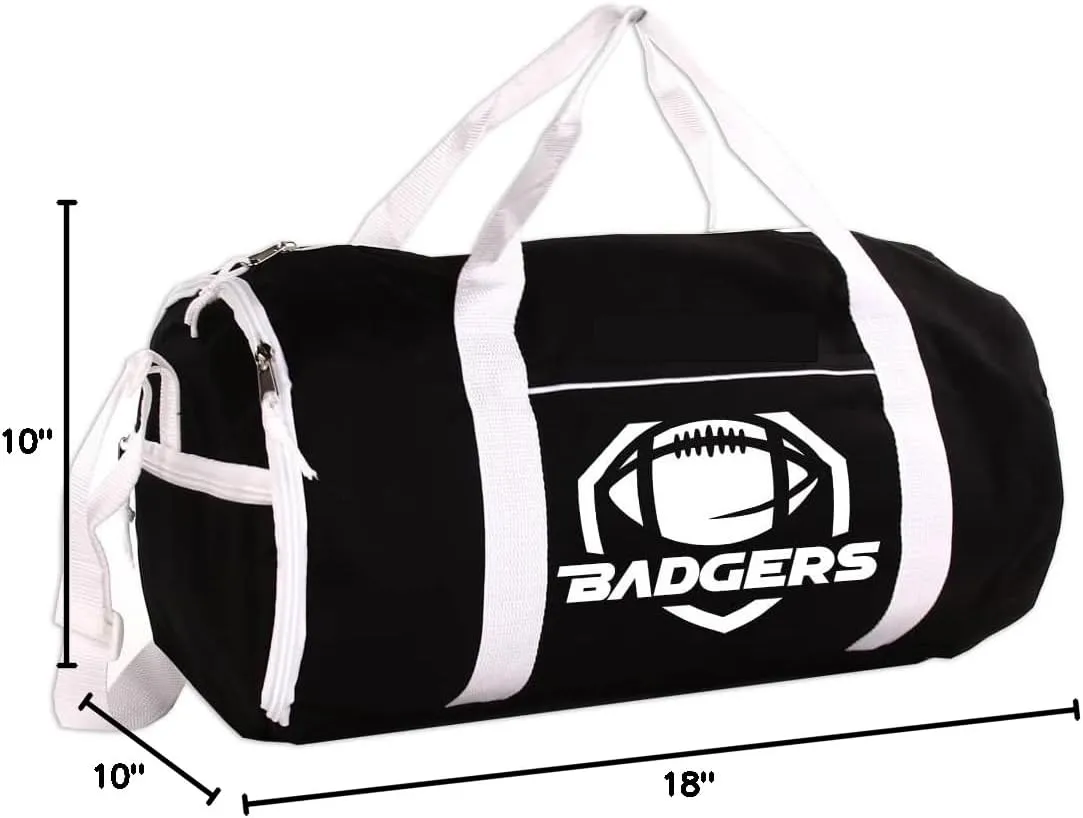Personalized Sport/Gym Roll Duffel Bag - Football Black 18"